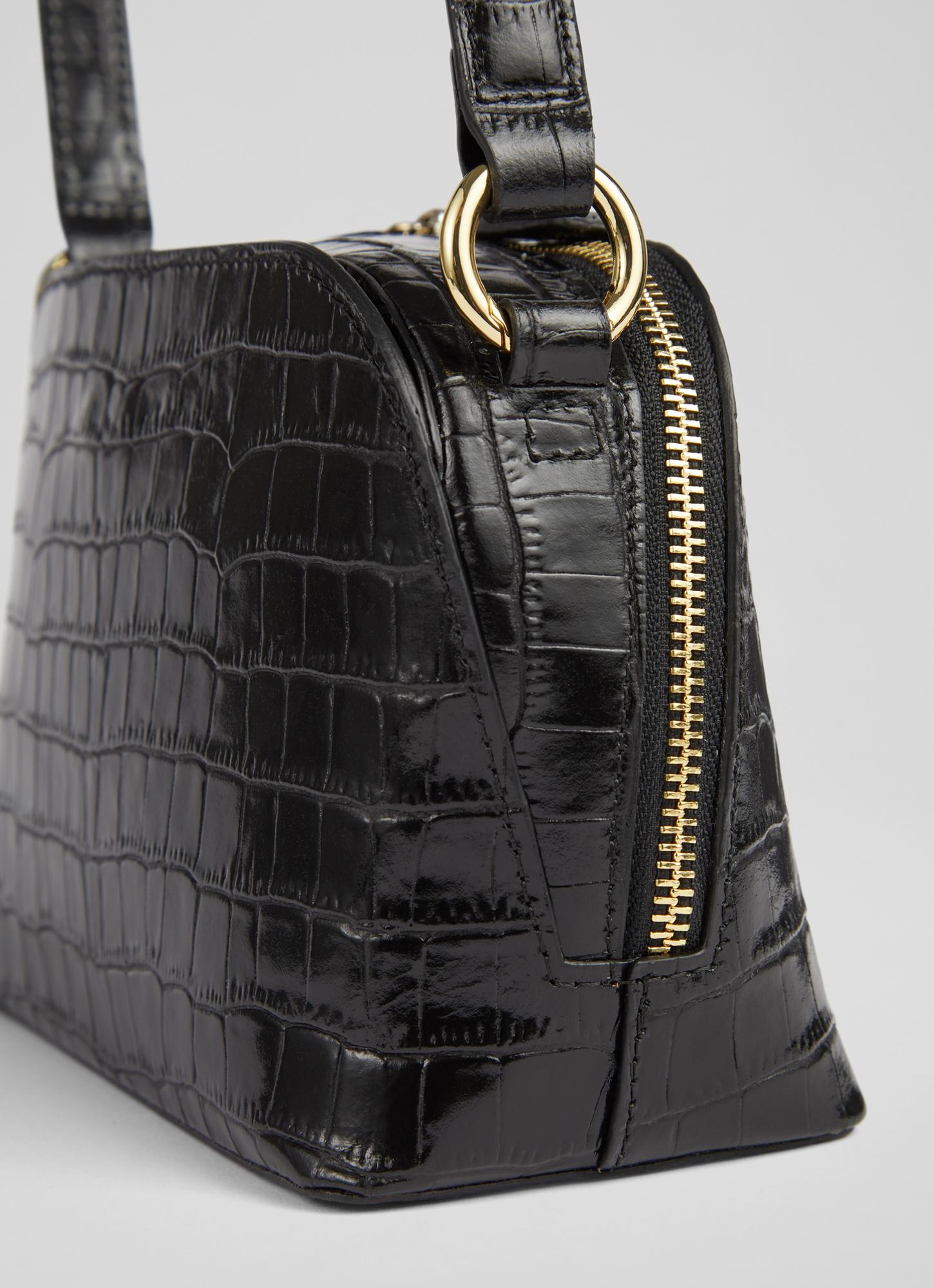 Croc Effect Black Leather Crocodile Handbag Hudson Black Croc