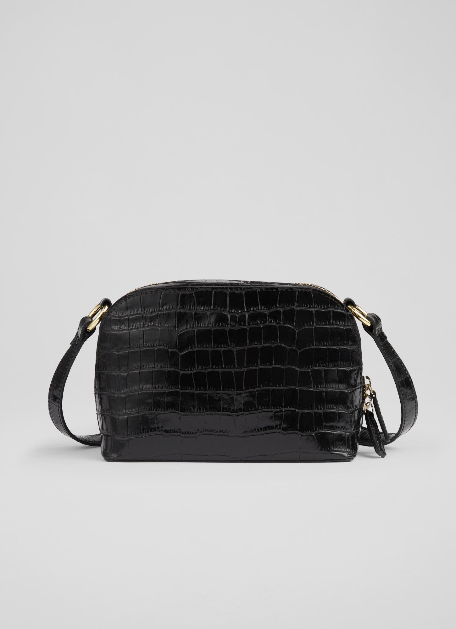 Hudson Black Croc-Effect Leather Cross-Body Bag Cross-Body Bags
