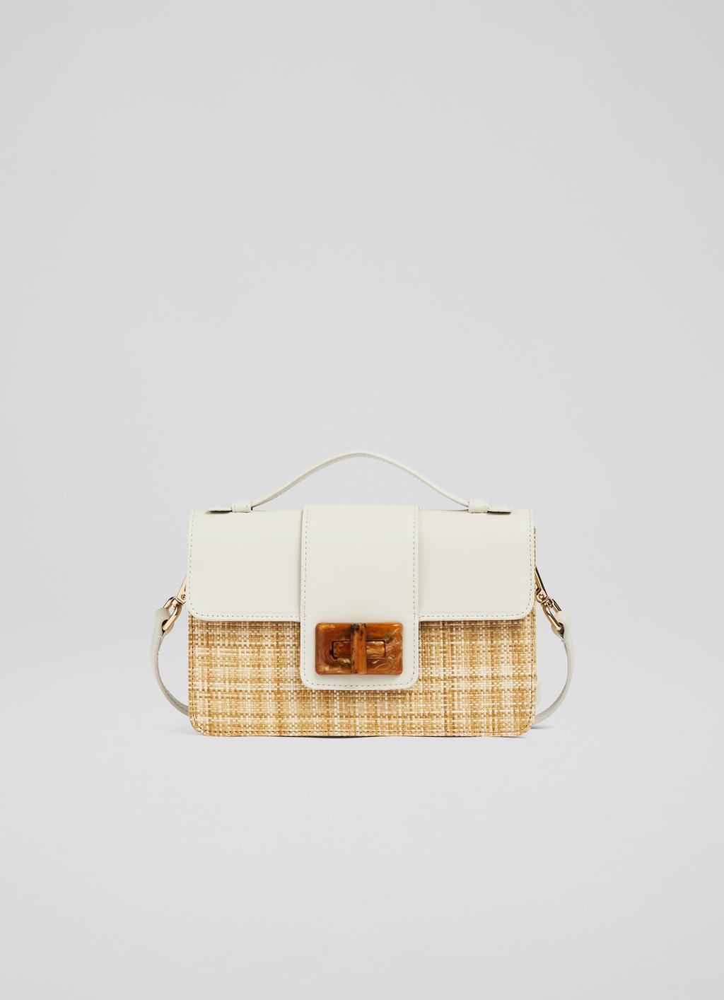 Roxy Cream Leather Raffia Shoulder Bag Handbags | Collections L.K.Bennett, London