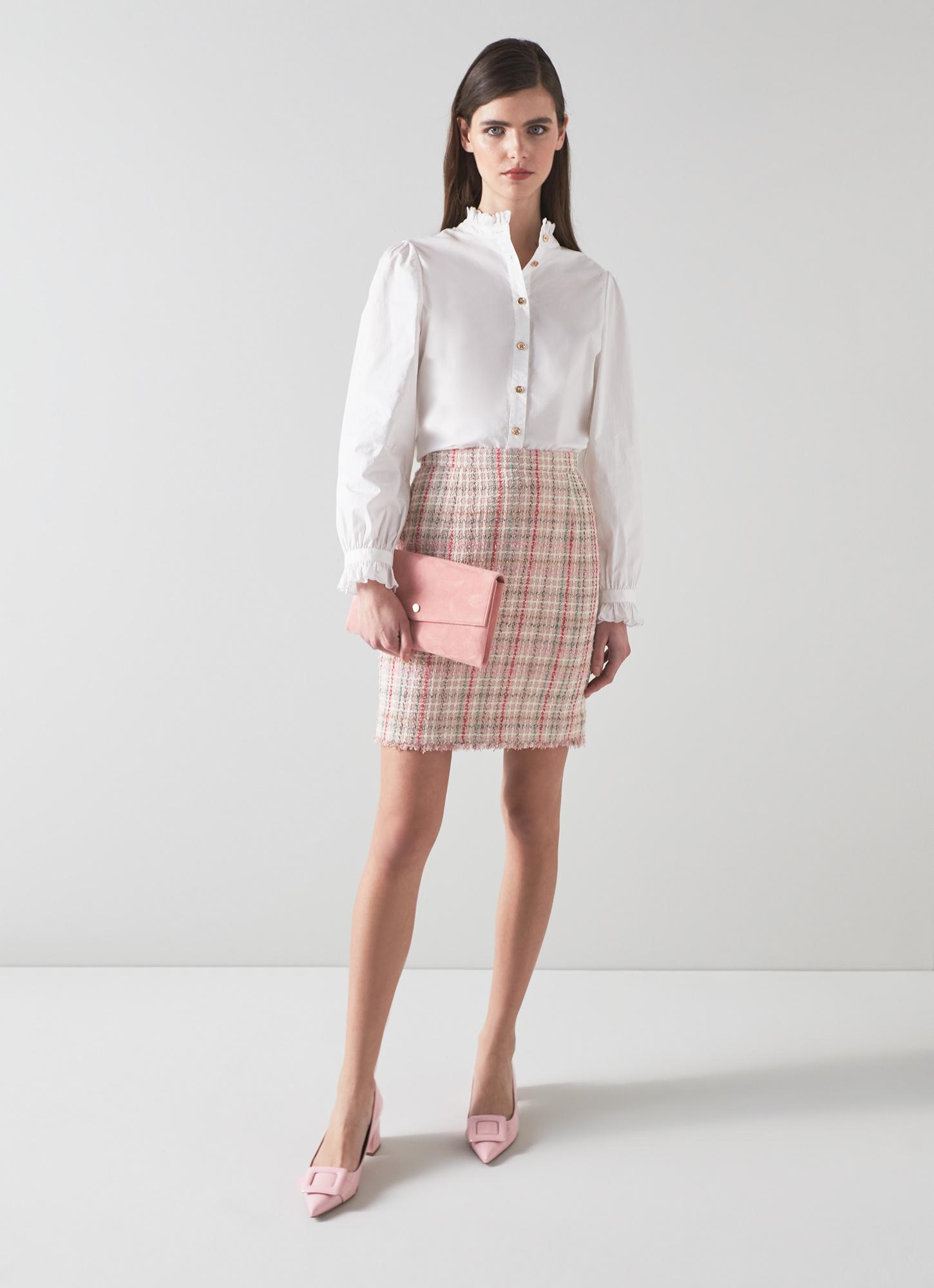 Mabel Pink And Green Tweed Skirt Sale Collections