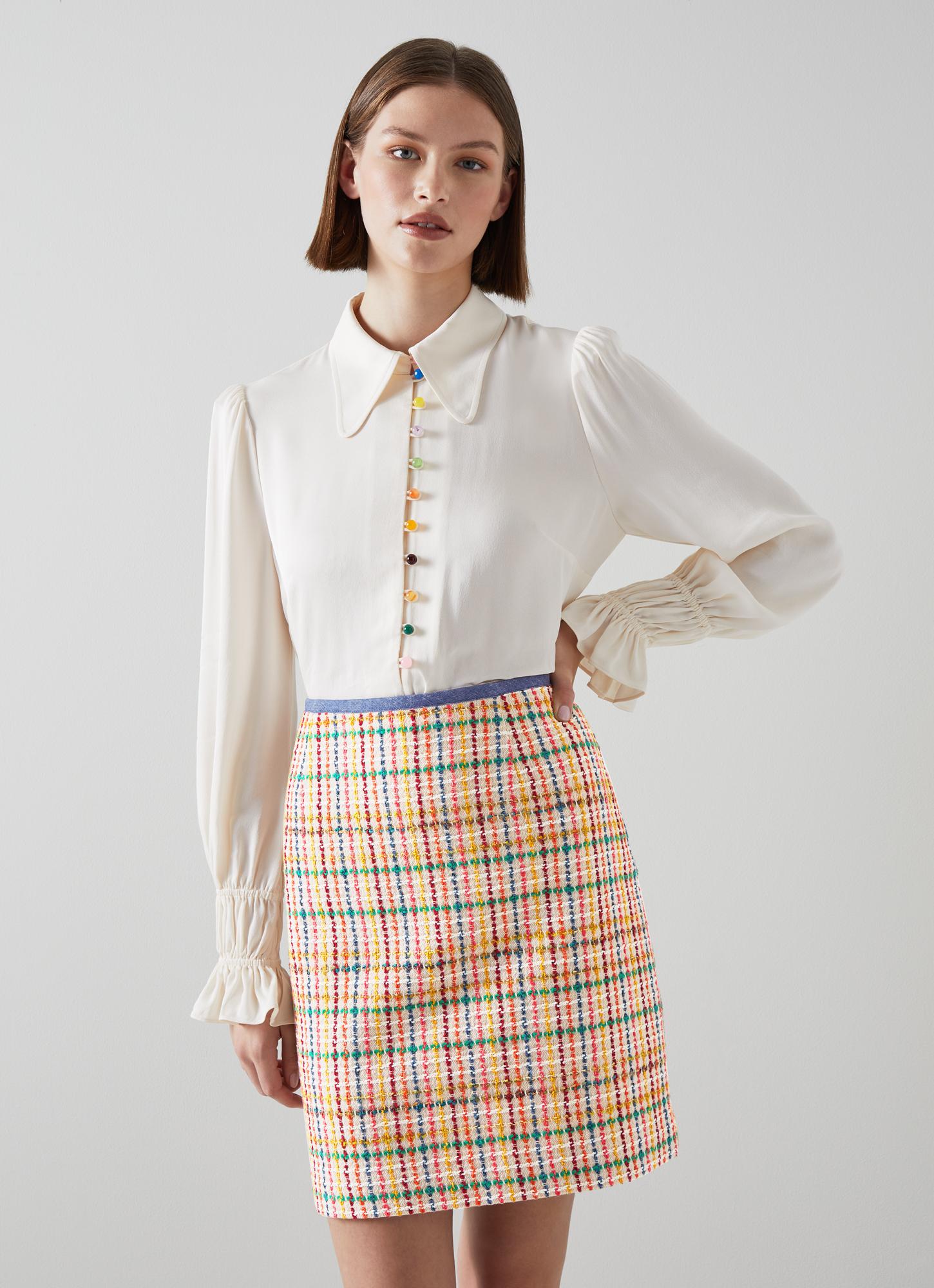 L.K.Bennett Marguerite Multi-Coloured Tweed and Denim Skirt, Multi