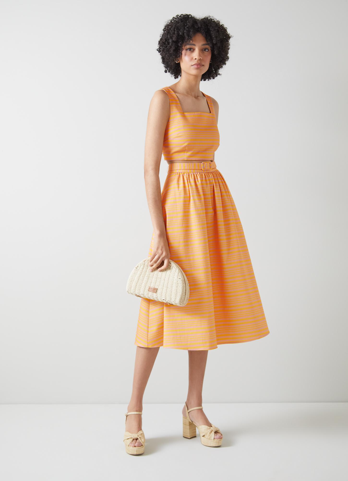 Rae Pink and Yellow Stripe Cotton Skirt Sale Collections