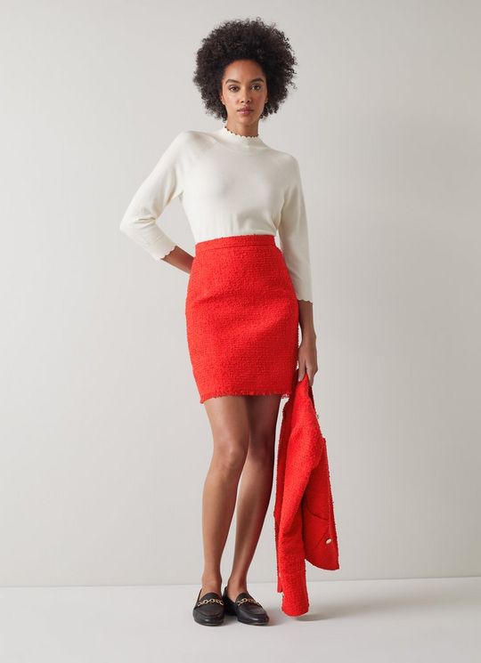 L.K.Bennett Saskia Red Tweed Skirt Apple Red, Apple Red