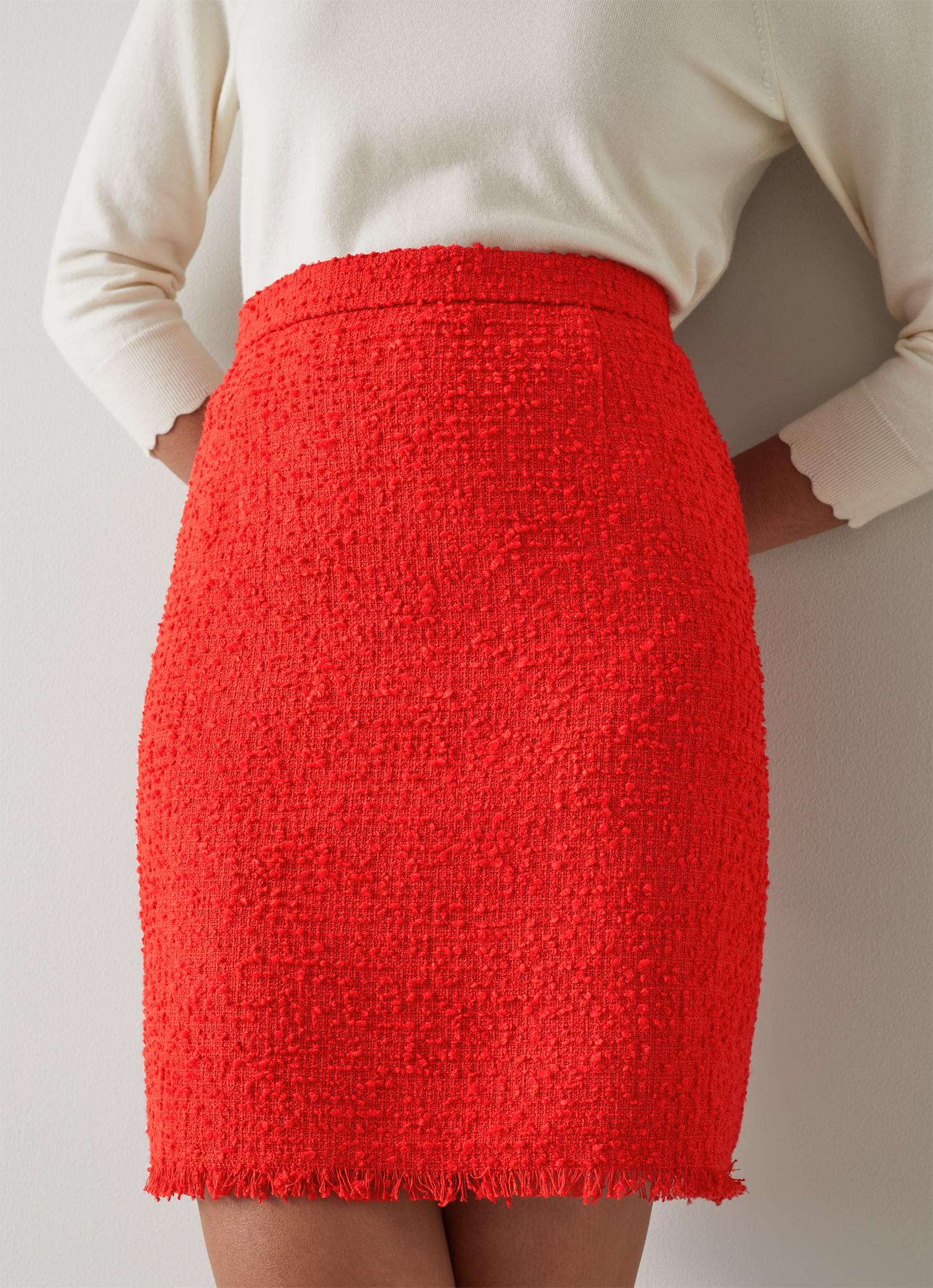 Saskia Red Tweed Skirt Sale Collections London