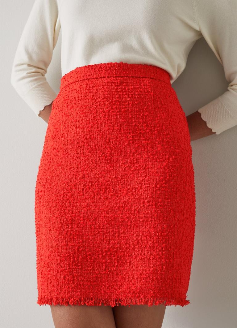 Saskia Red Tweed Skirt Sale Collections London