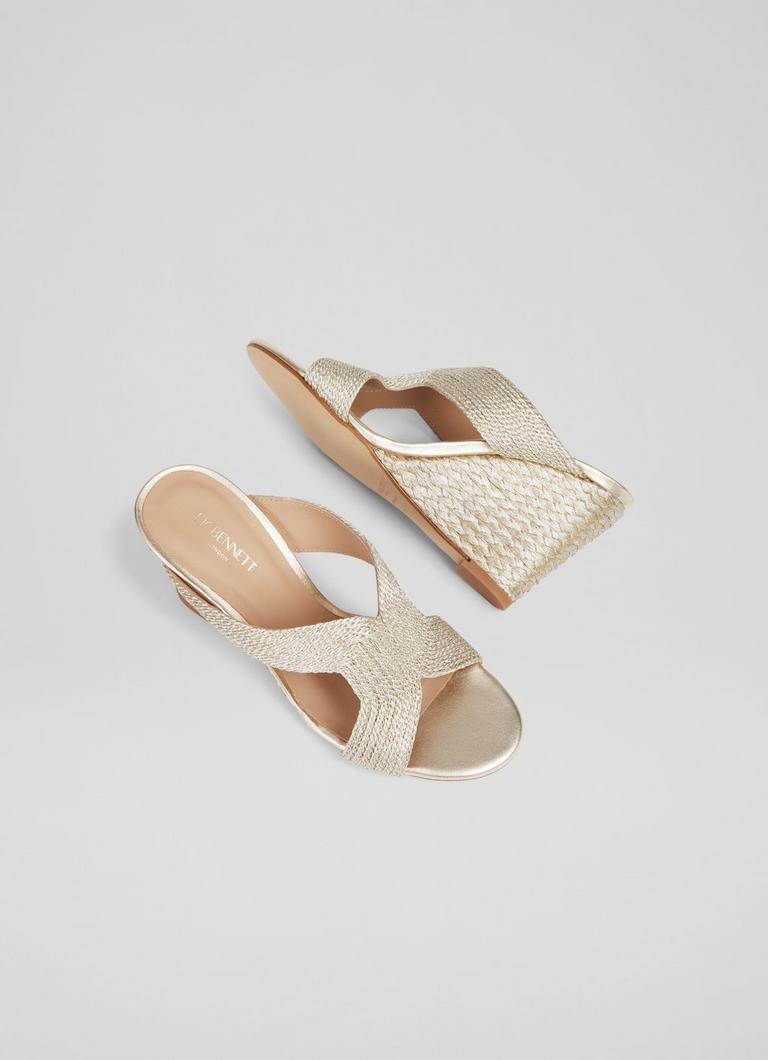 Sonia Gold Rope Wedge Mules blackfriday L.K.Bennett London