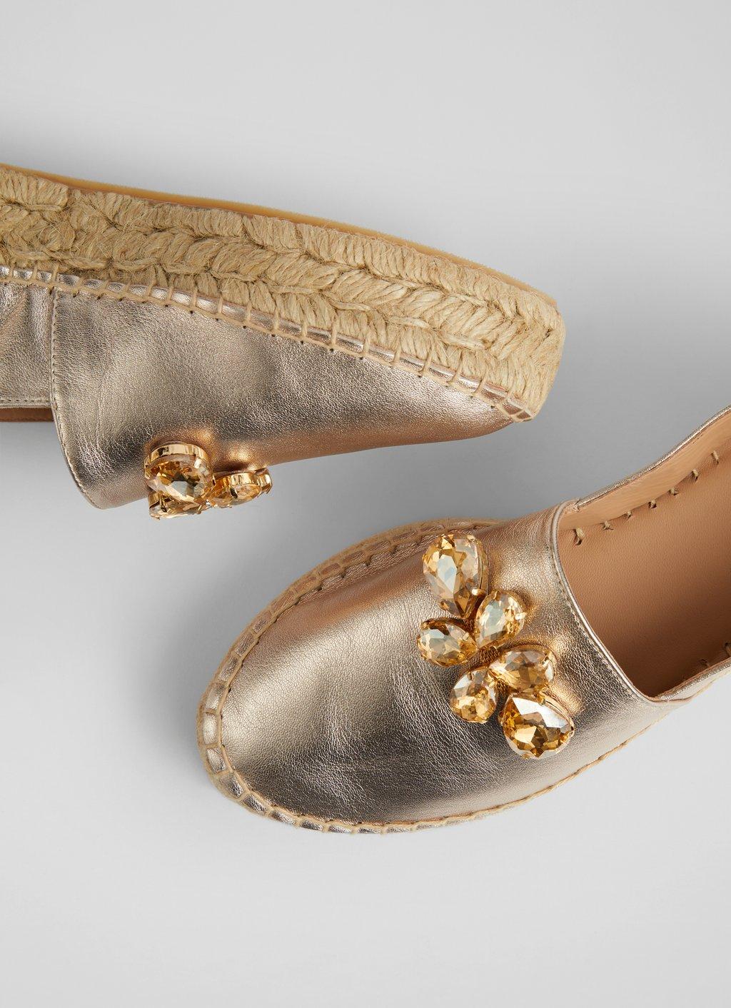 Talisa Gold Leather Embellished Flatform Espadrilles | | Collections | L.K.Bennett, London