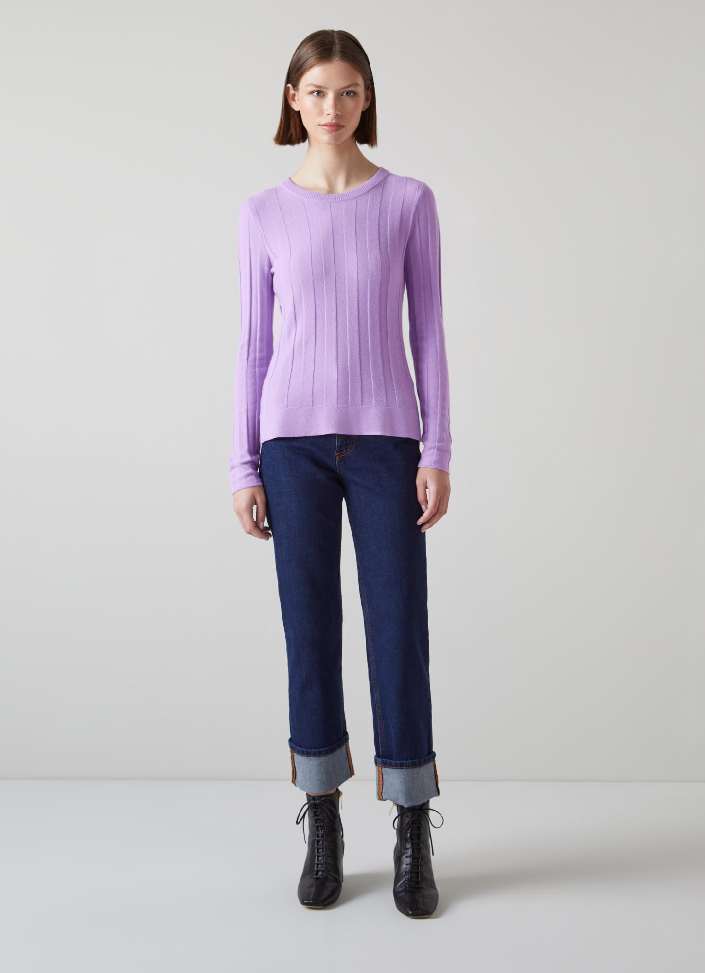 Ali Lilac Merino Wool-Blend Ribbed Jumper | Clothing | Sale