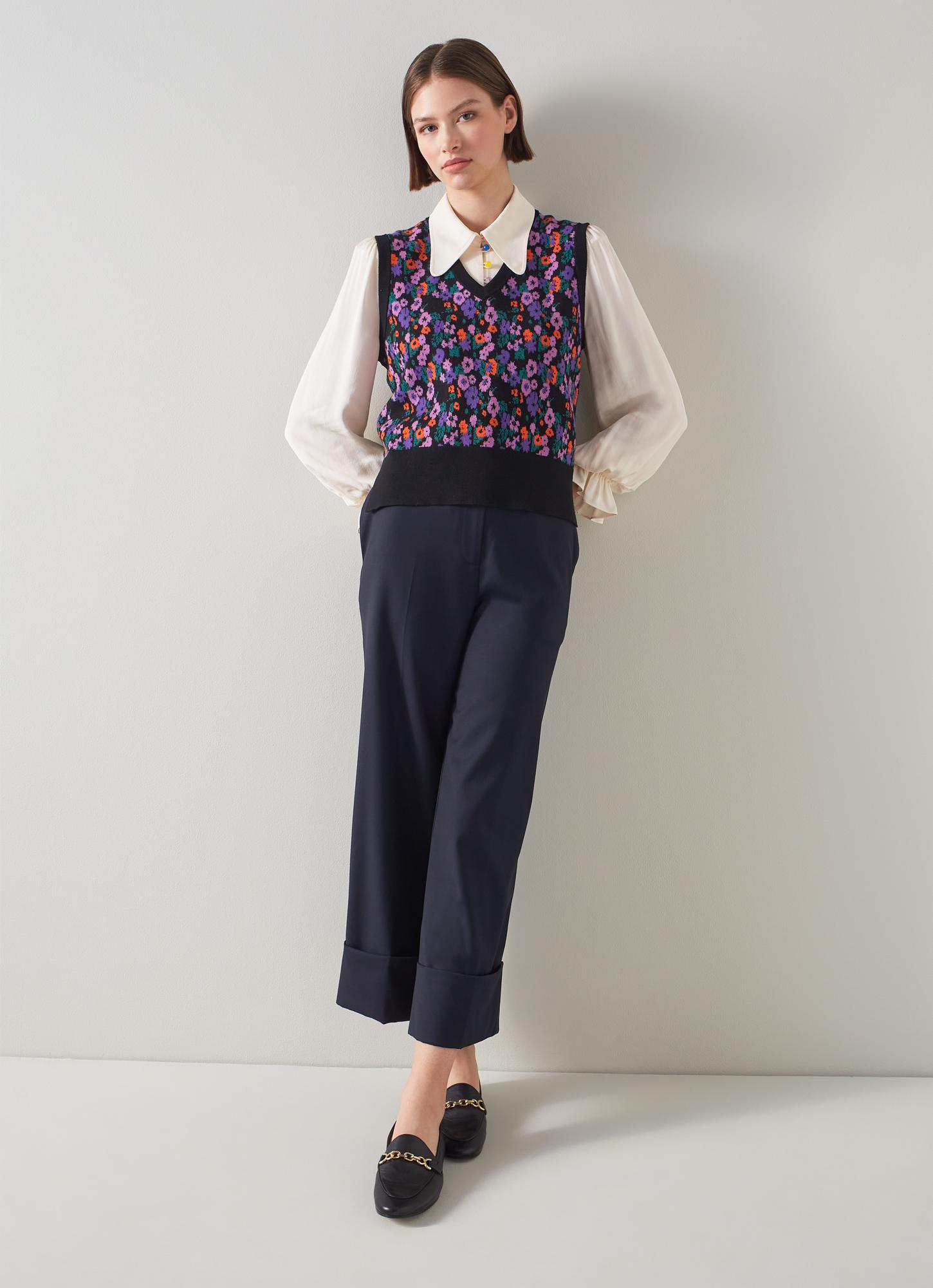 Joy Pop Floral Jacquard Sweater Vest with LENZING™ ECOVERO