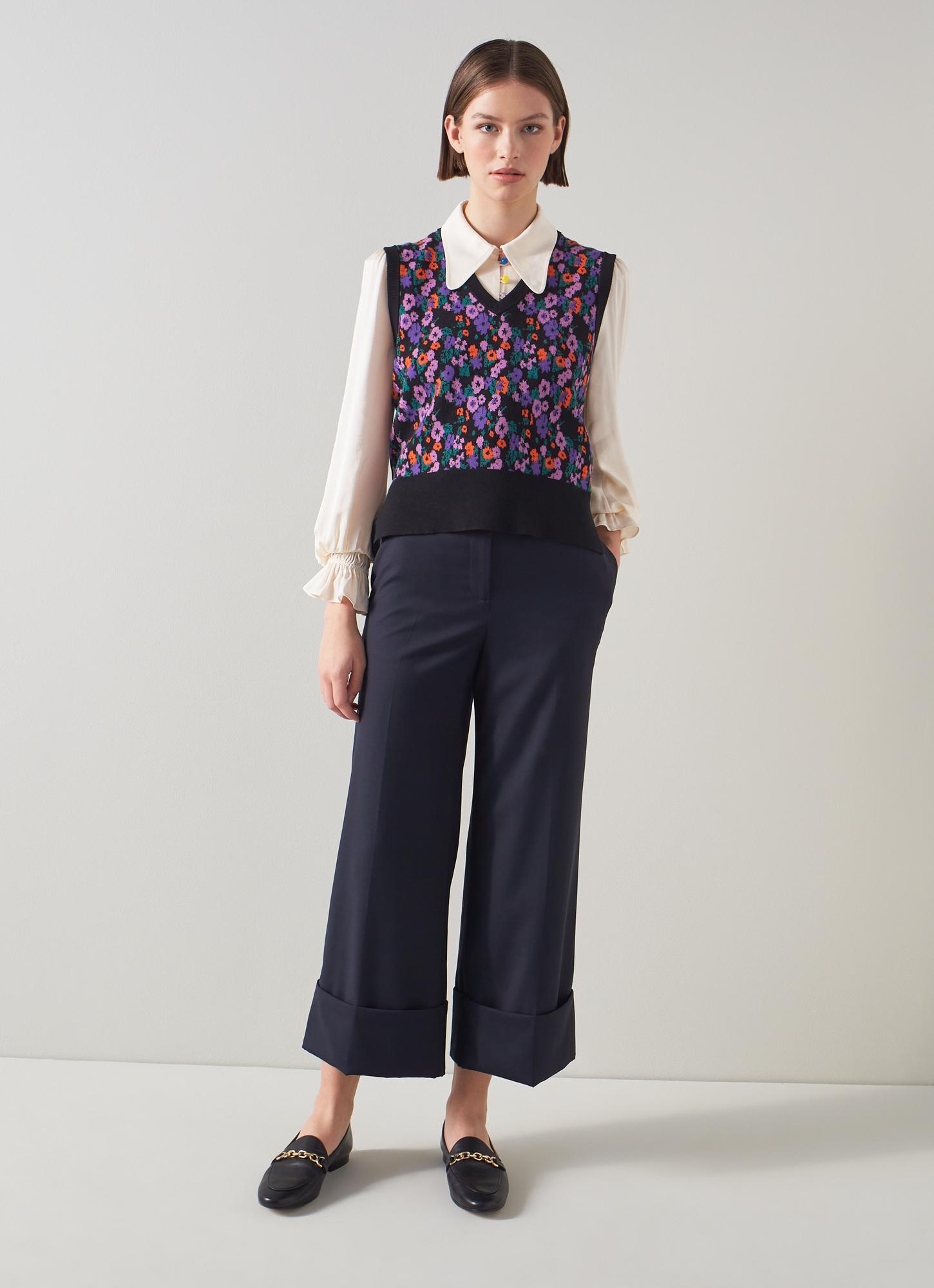 Joy Pop Floral Jacquard Sweater Vest with LENZING™ ECOVERO