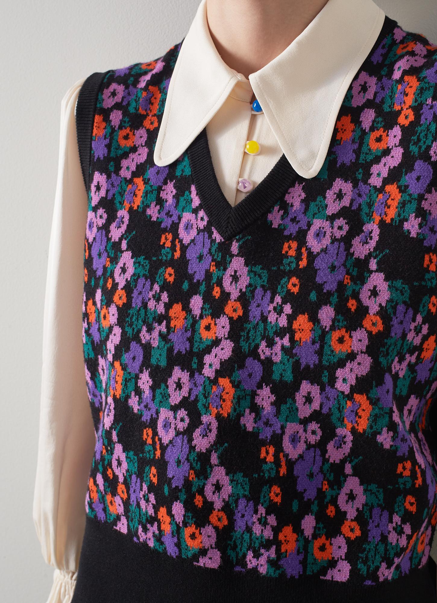 Joy Pop Floral Jacquard Sweater Vest with LENZING™ ECOVERO