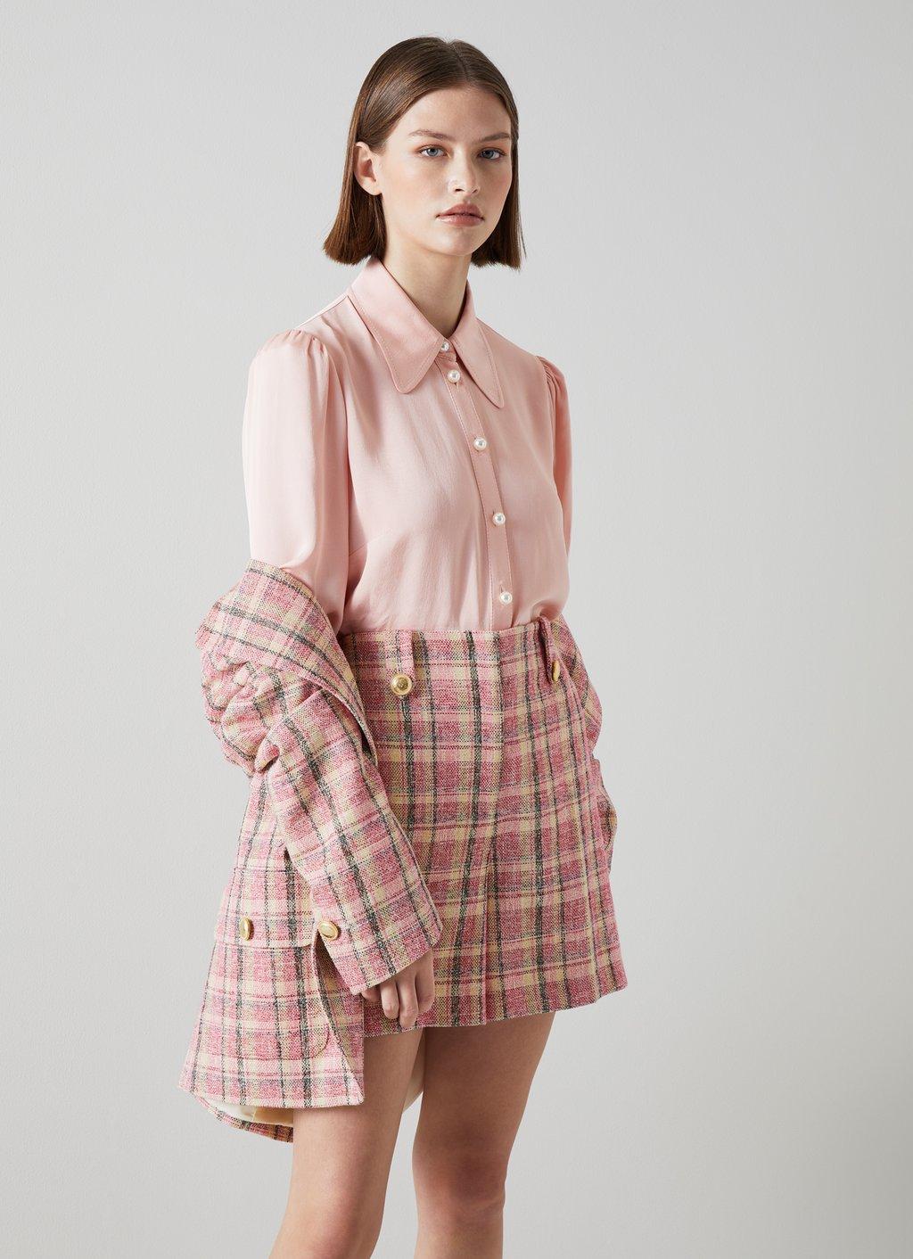 pleats frill jacket tweed check epine | www.jarussi.com.br