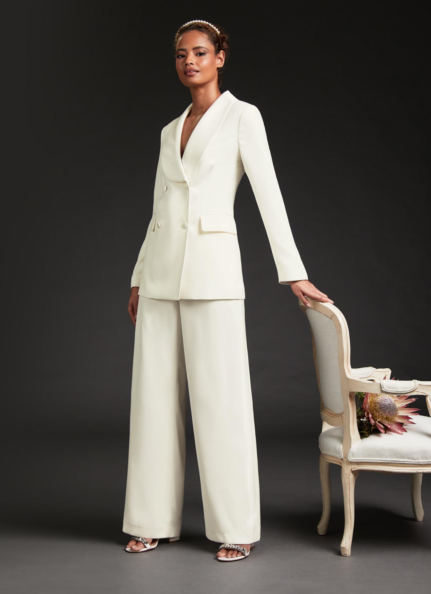 Iris Ivory Crepe Bridal Tuxedo Trousers Sale Collections