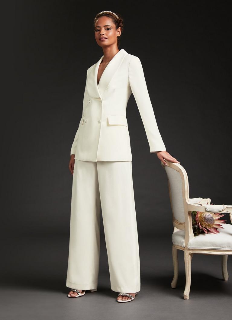 Ladies white tuxedo pants discount