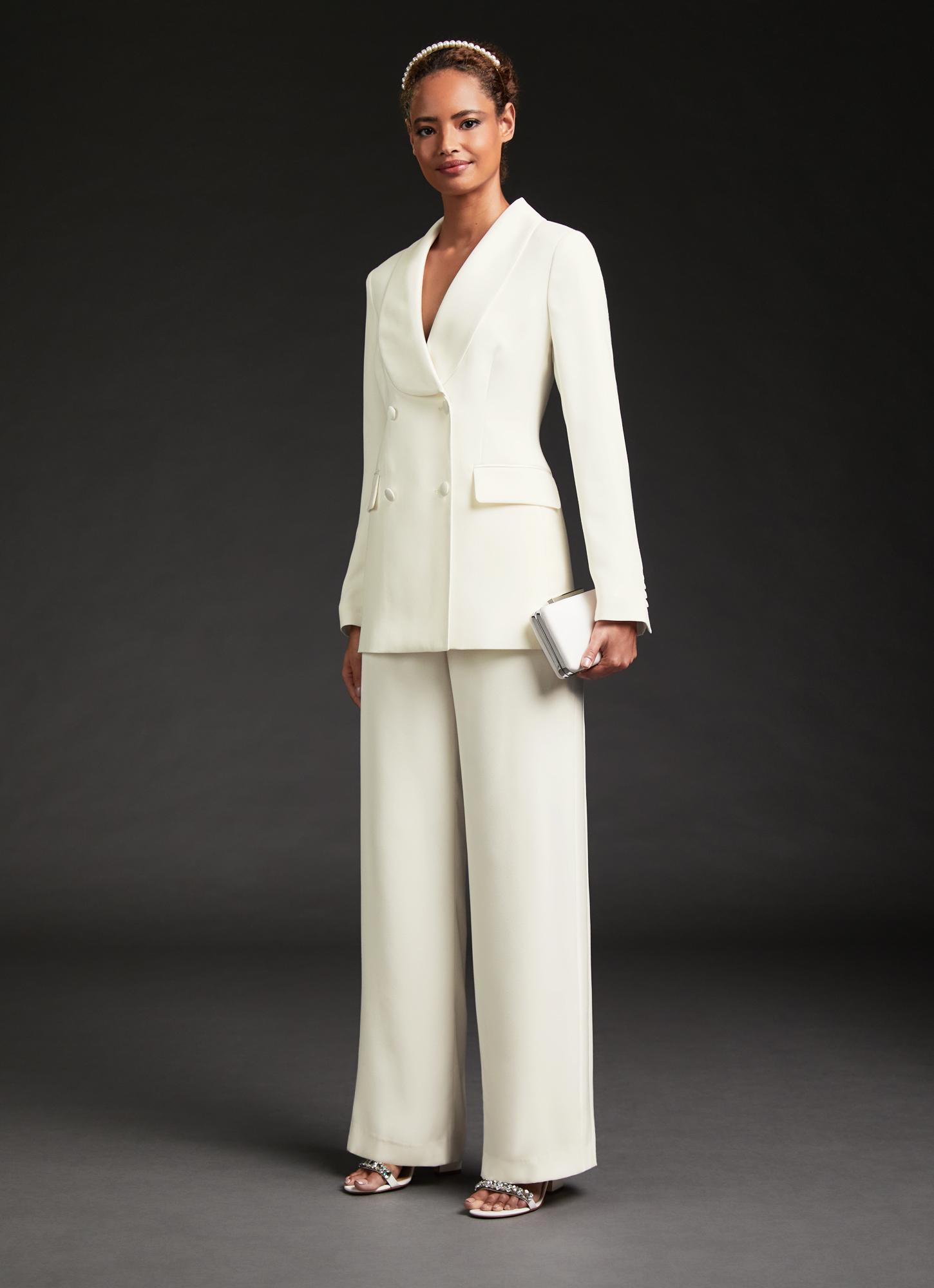 Iris Ivory Crepe Bridal Tuxedo Trousers Sale Collections