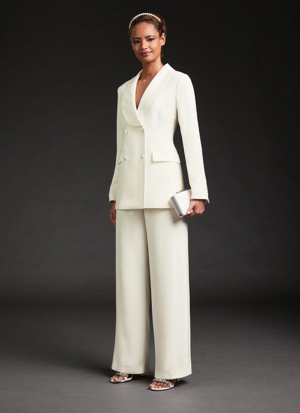 Iris Ivory Crepe Bridal Tuxedo Trousers | Trousers | Clothing | Collections  , London