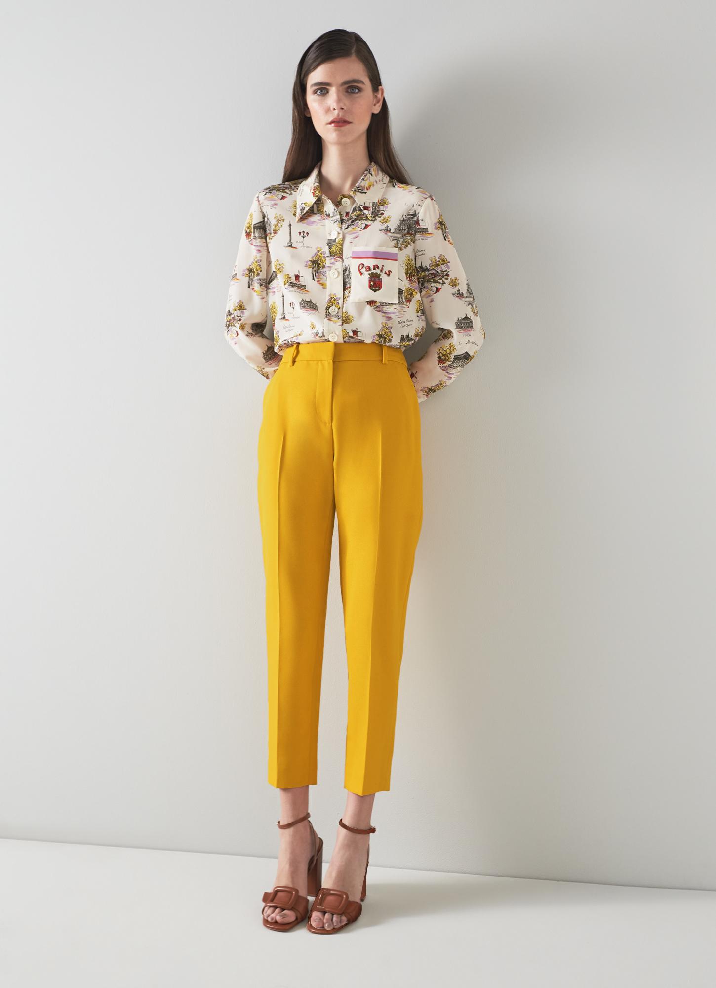 L.K.Bennett Mya Yellow Tailored Trousers, Bright Yellow