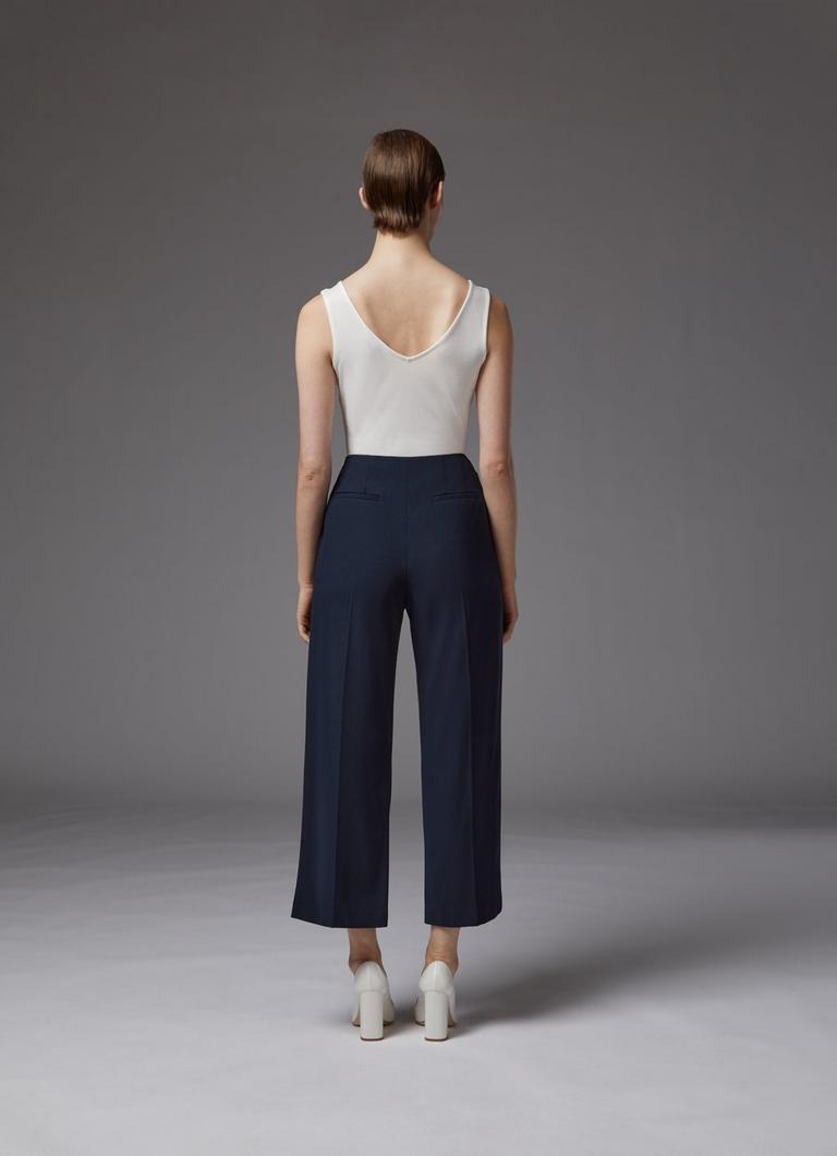 High waist wide 2025 leg cropped trousers