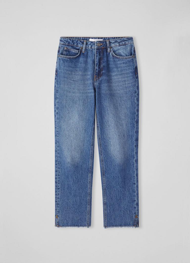 Verity Mid Indigo Organic Cotton Blend Cropped Denim Jeans