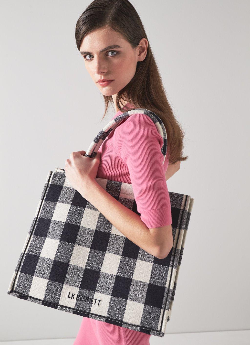 LK Bennett Rita Weave-detail Box-shape Wicker Bag in Black