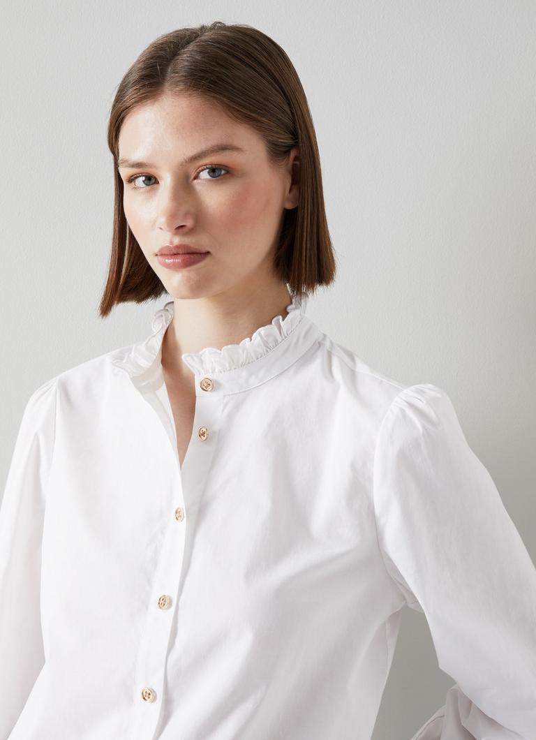 White ruffle top blouse uk