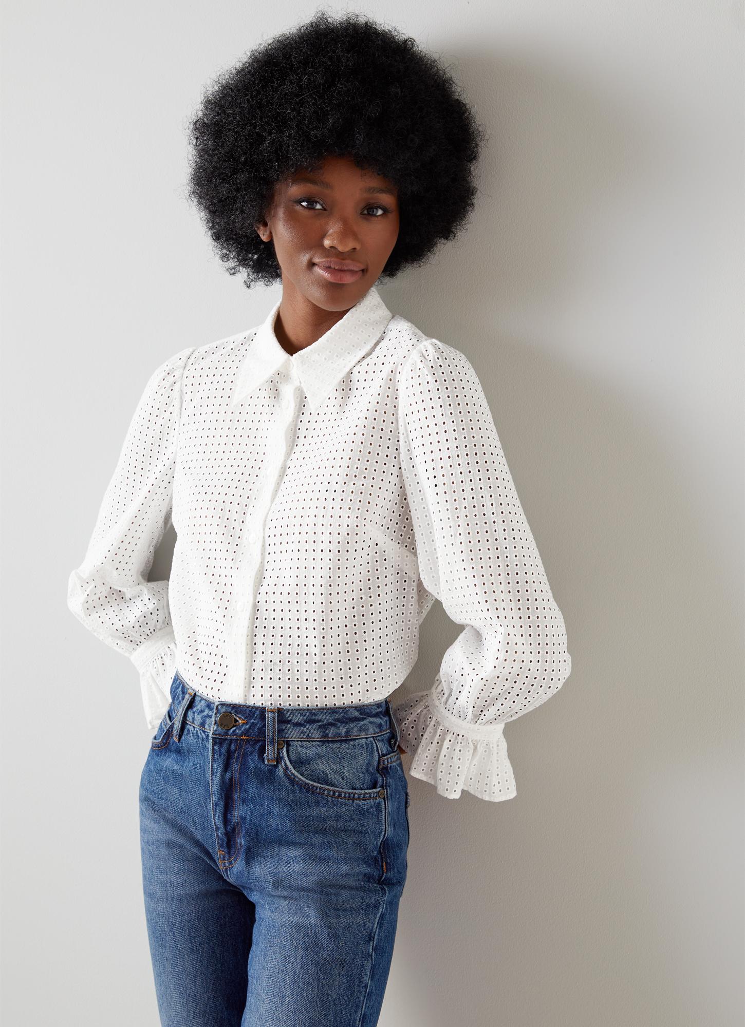 Kitty White Cotton Eyelet Shirt | Clothing | Sale | Collections