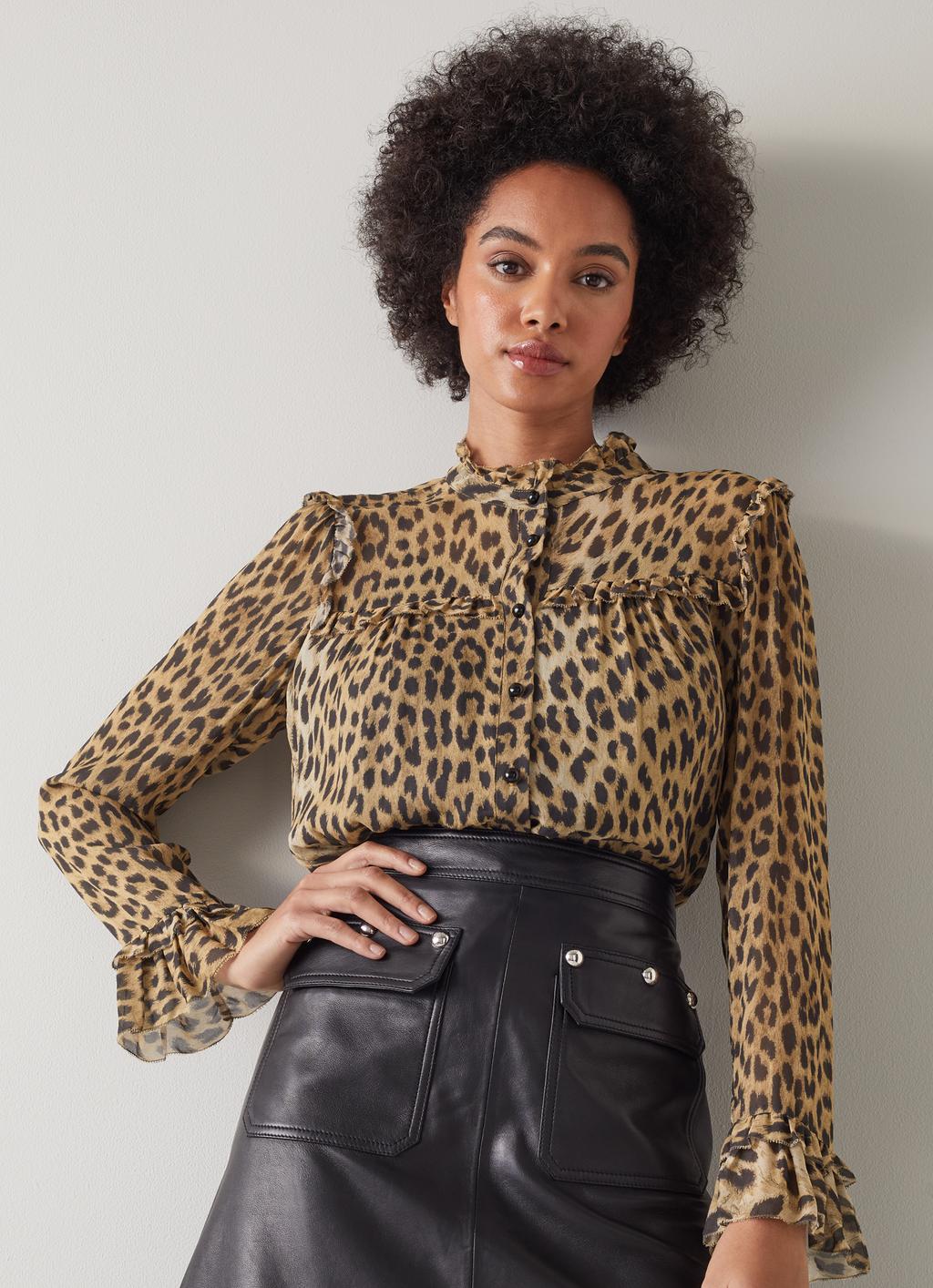 Peggy Animal Print Ruffle Collar Blouse | Clothing | Collections |  , London