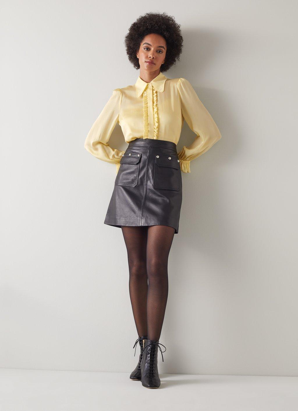 Simone Pale Yellow Silk Ruffle Front Blouse | Sale | Collections |  L.K.Bennett, London