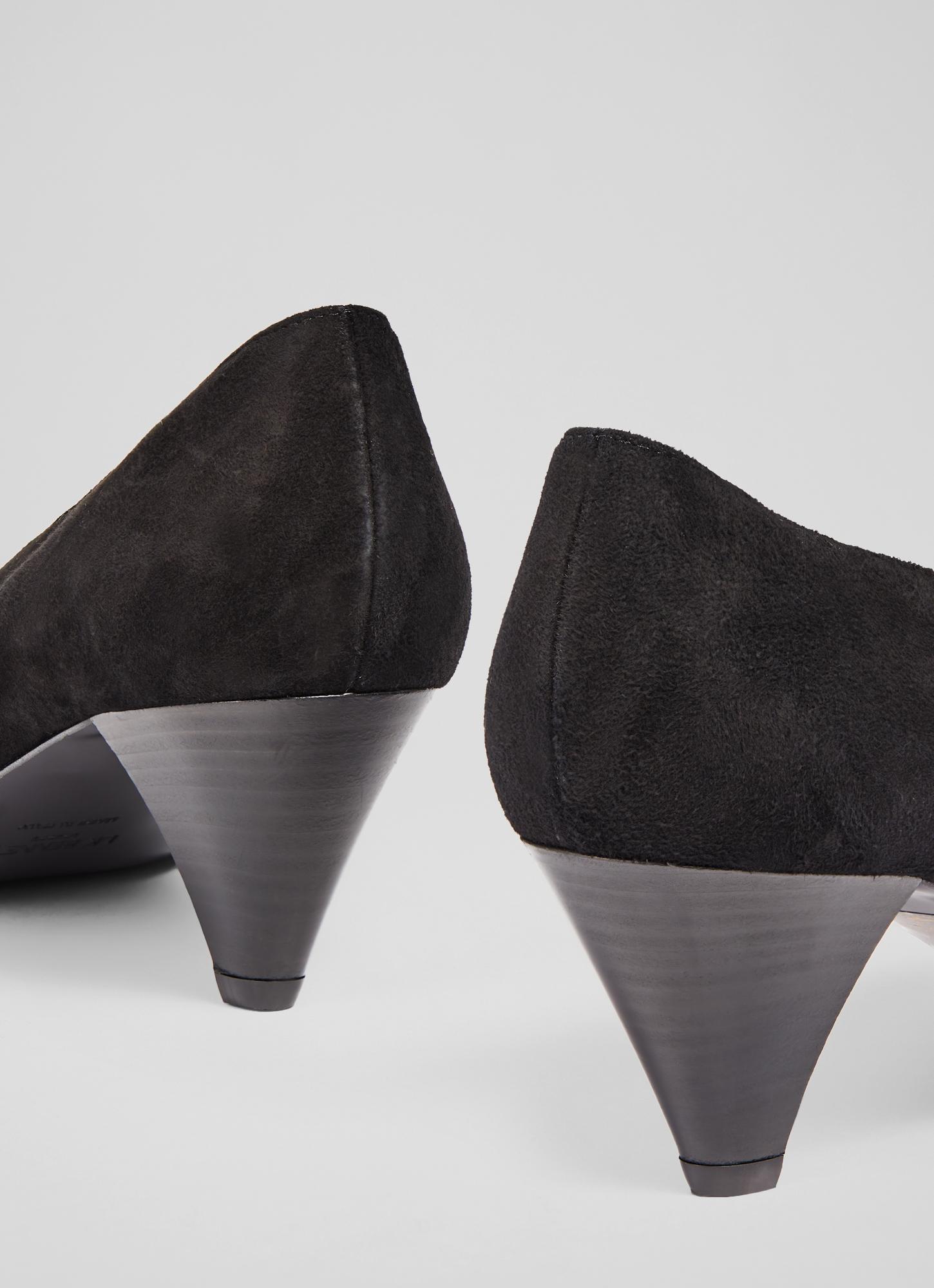 Zayla Black Suede Cone Heel Courts Sale Collections