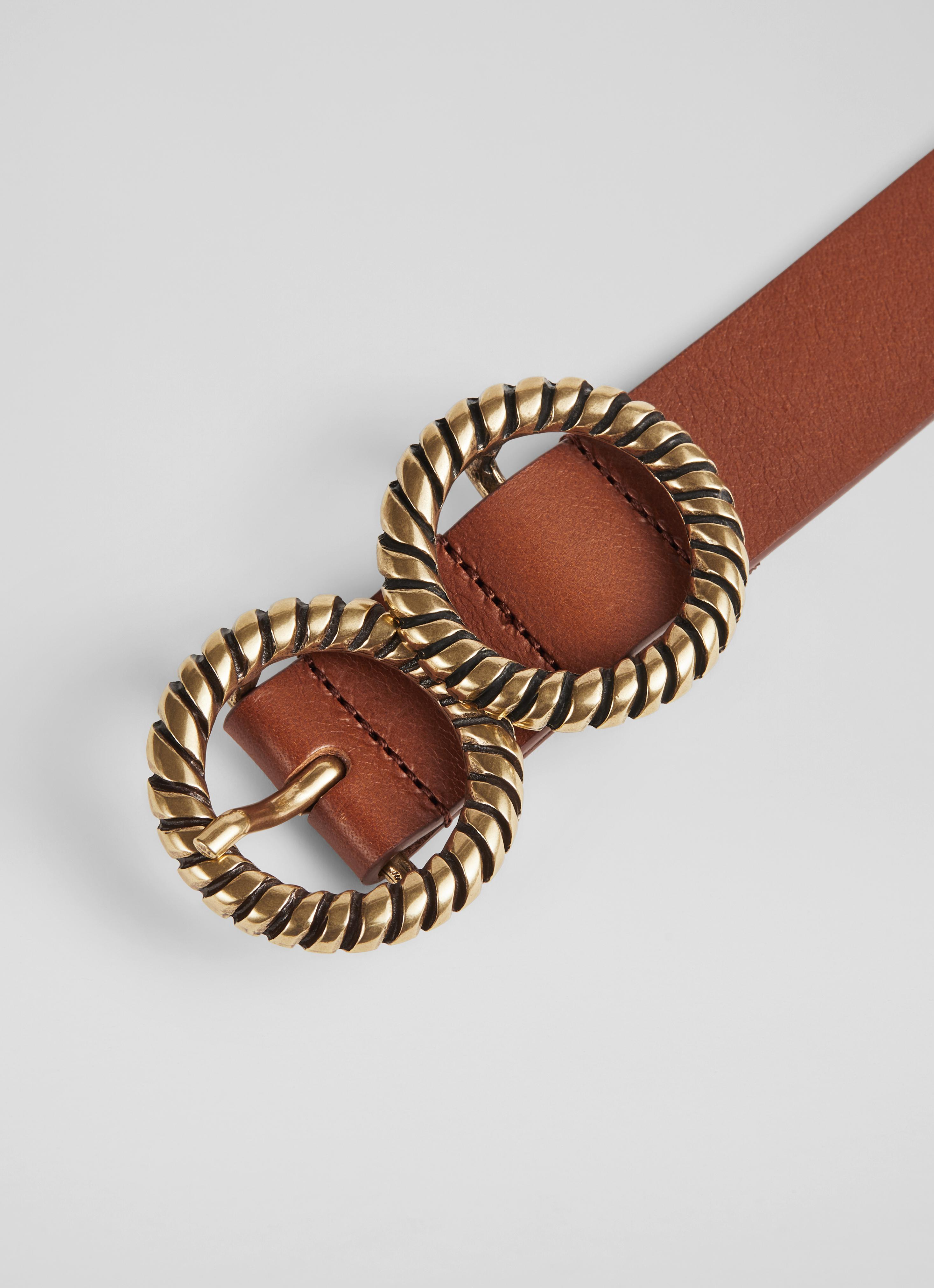 Arlo Brown Leather Double Metal Twist Belt | The Archive  display picture 2