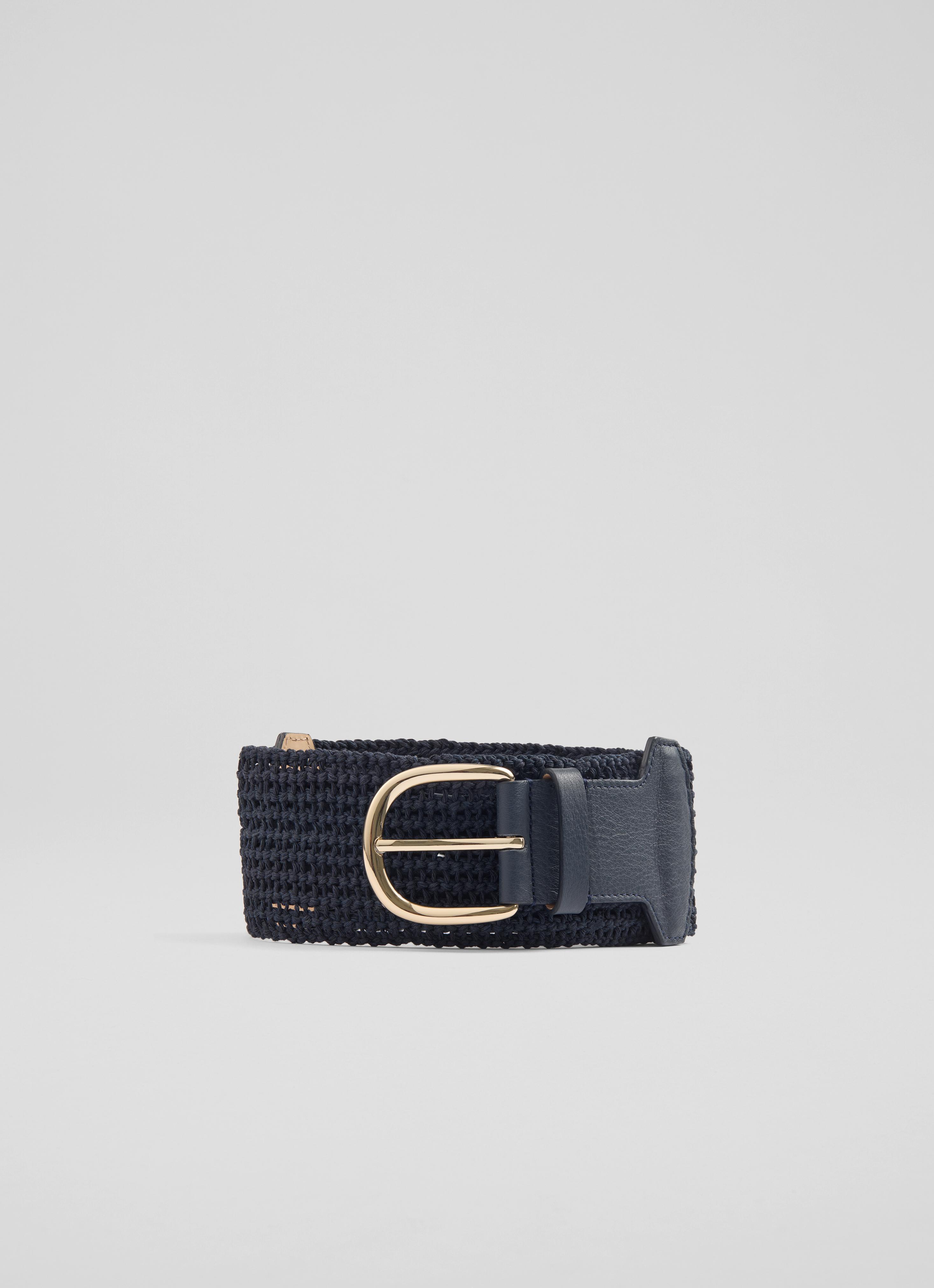 Stretch Belt Wide Woven Belt Womens Eliana Blue Woven Cotton And