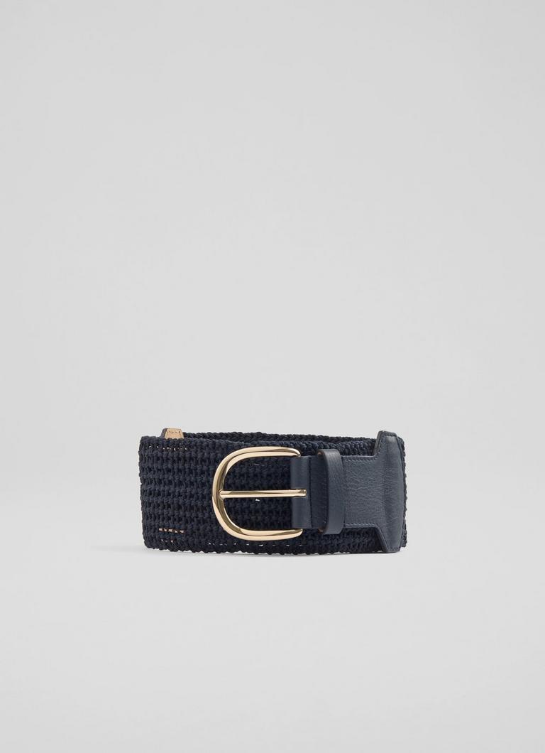 Stretch Belt Wide Woven Belt Womens Eliana Blue Woven Cotton And