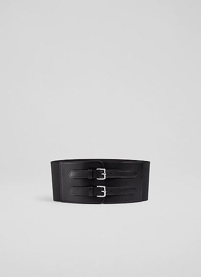 Lula Black Leather Corset Belt, Black