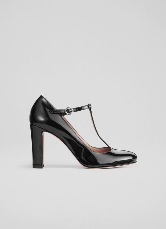 L.K.Bennett Annalise Black Patent Leather T-Bar Mary Jane Shoes, Black