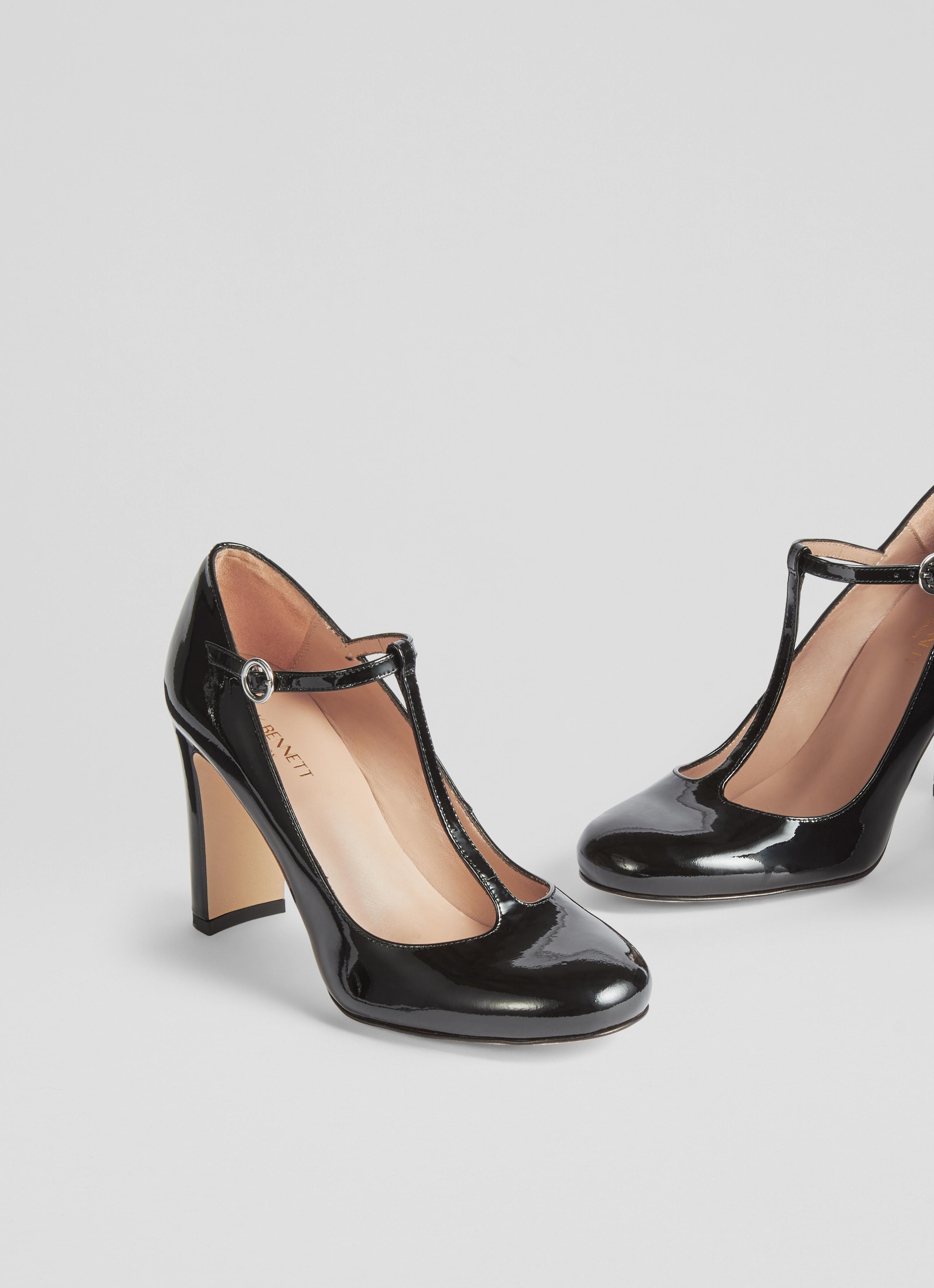 Annalise Black Patent Leather T-Bar Mary Jane Shoes Shoes