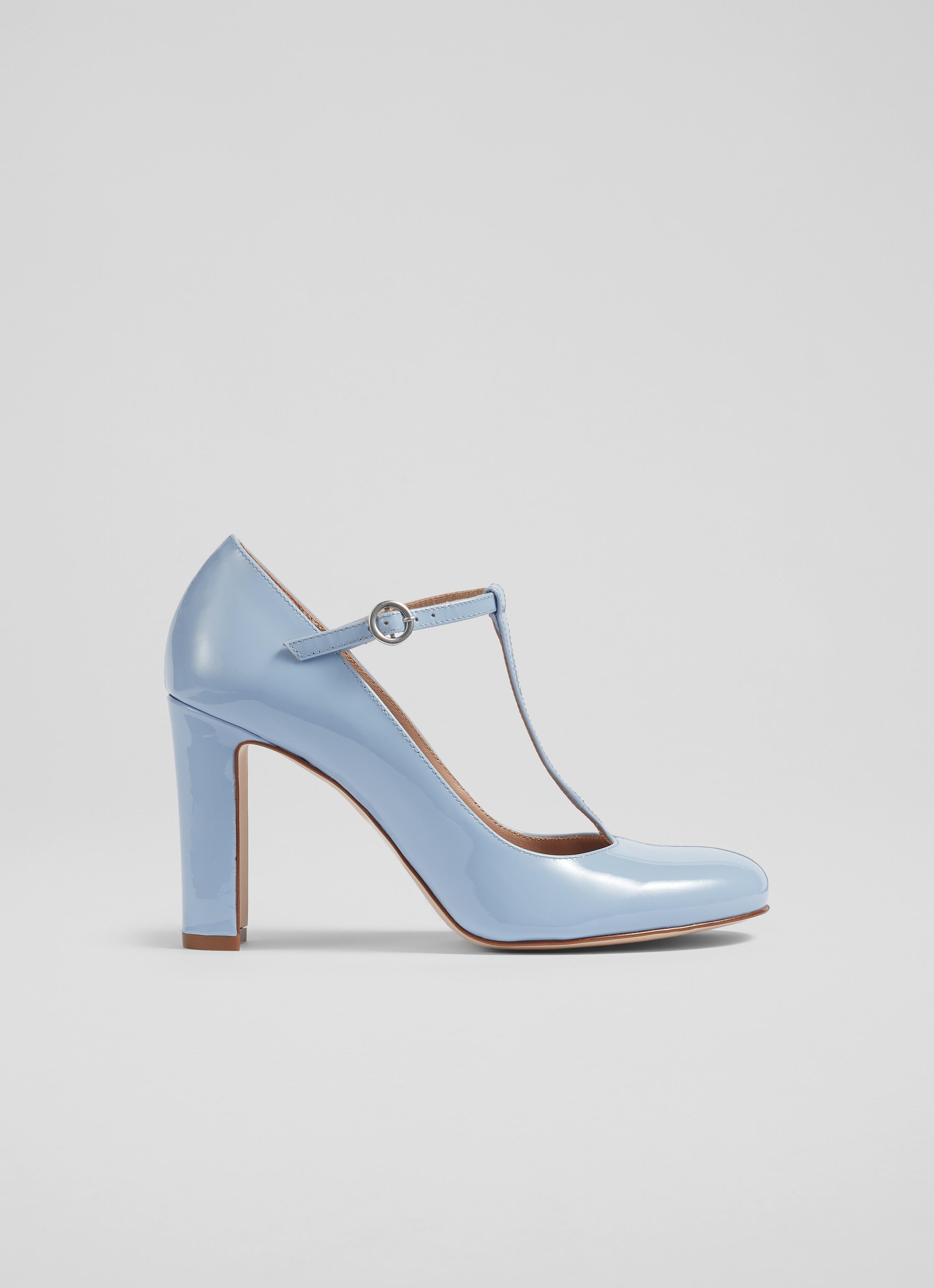 Annalise Blue Patent Leather T-Bar Mary Jane Shoes Sale