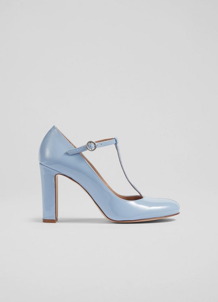 Women's blue hotsell patent leather shoes