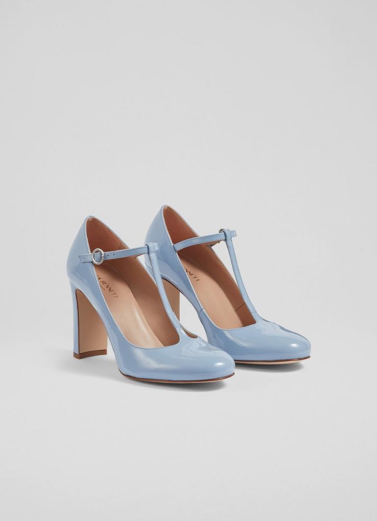 Annalise Blue Patent Leather T Bar Mary Jane Shoes Mothers Day Collections L.K.Bennett London