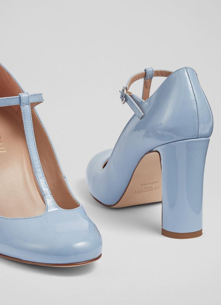 Annalise Blue Patent Leather T Bar Mary Jane Shoes