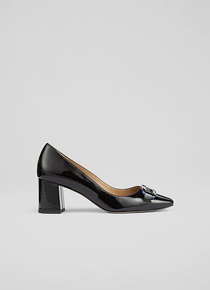 Carpella Black Patent Court Shoes, Black