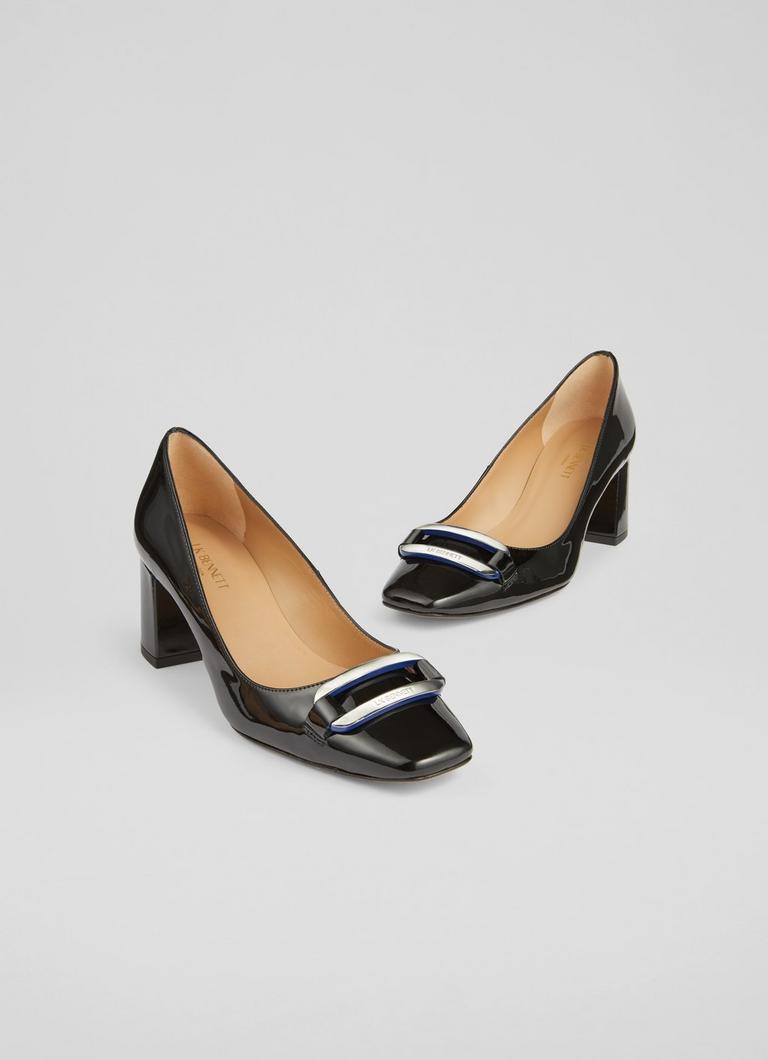Black patent hot sale low heel shoes