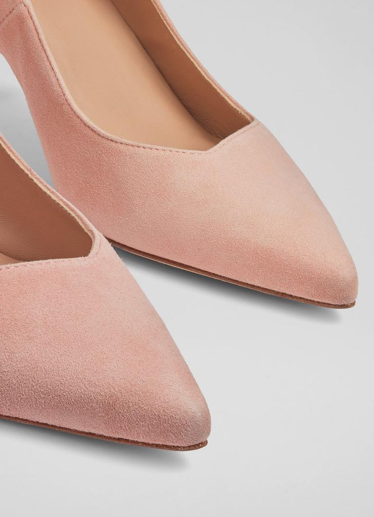 Pink suede kitten heels shop