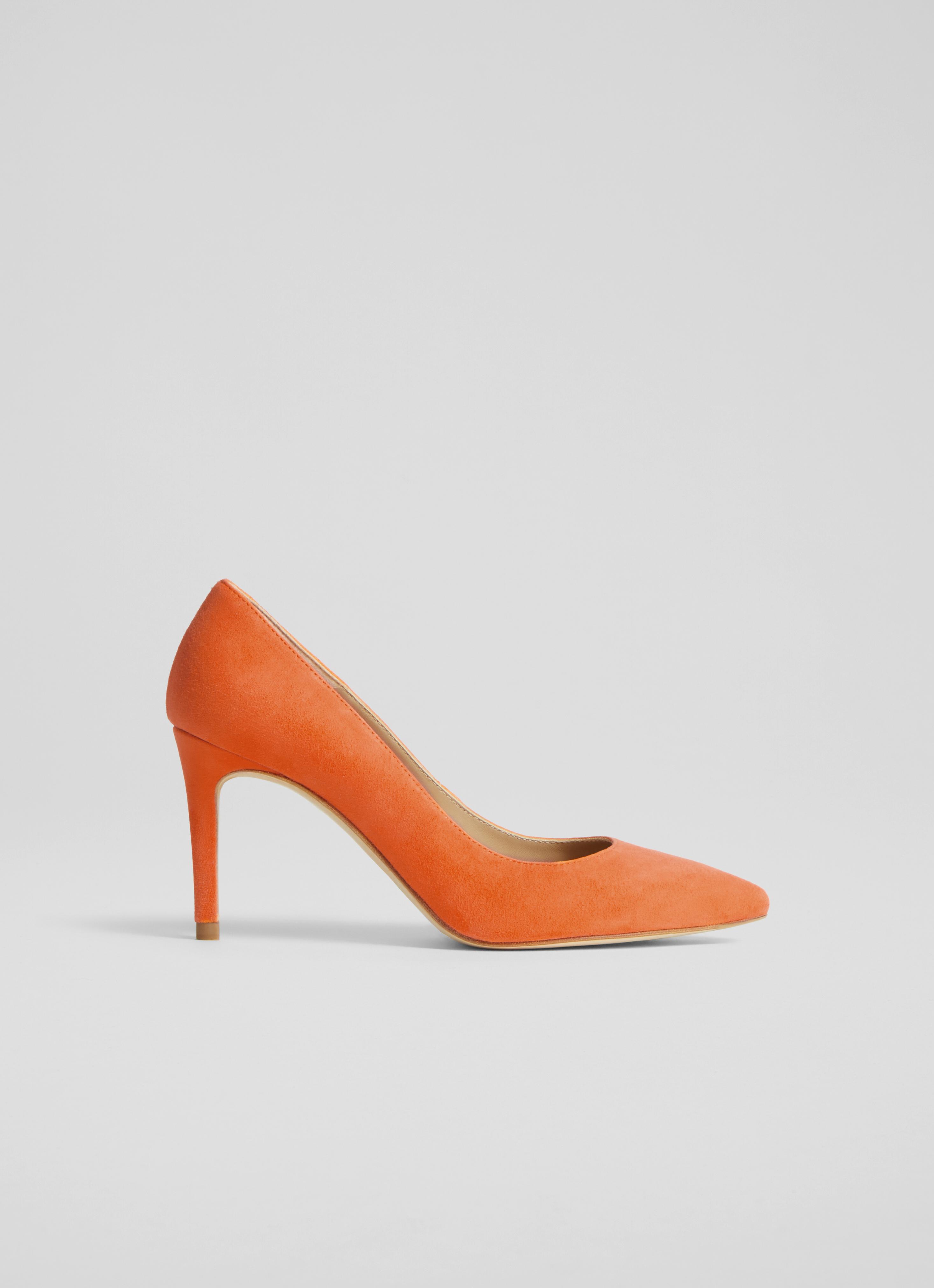 Classic Floret Orange Suede Pointed Toe Courts Sale