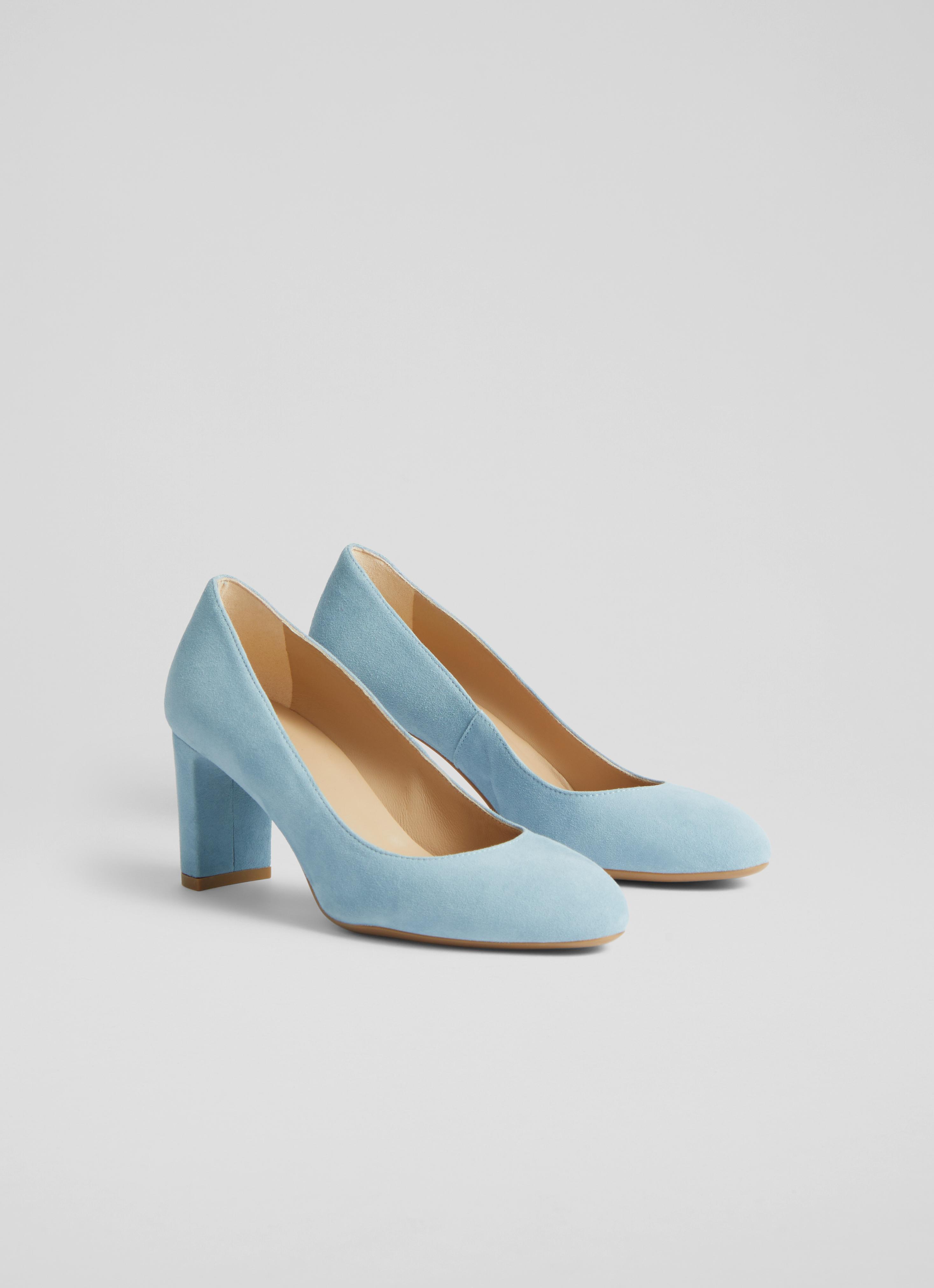 Pale blue cheap suede court shoes