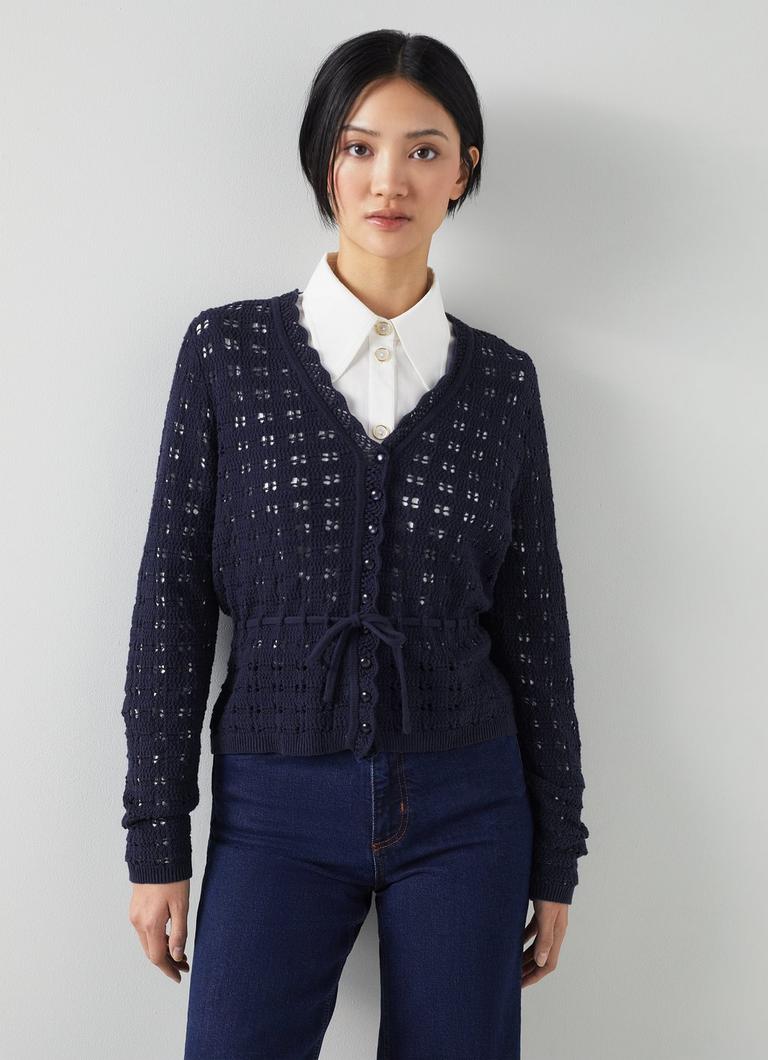 Navy cotton cardigan uk clearance