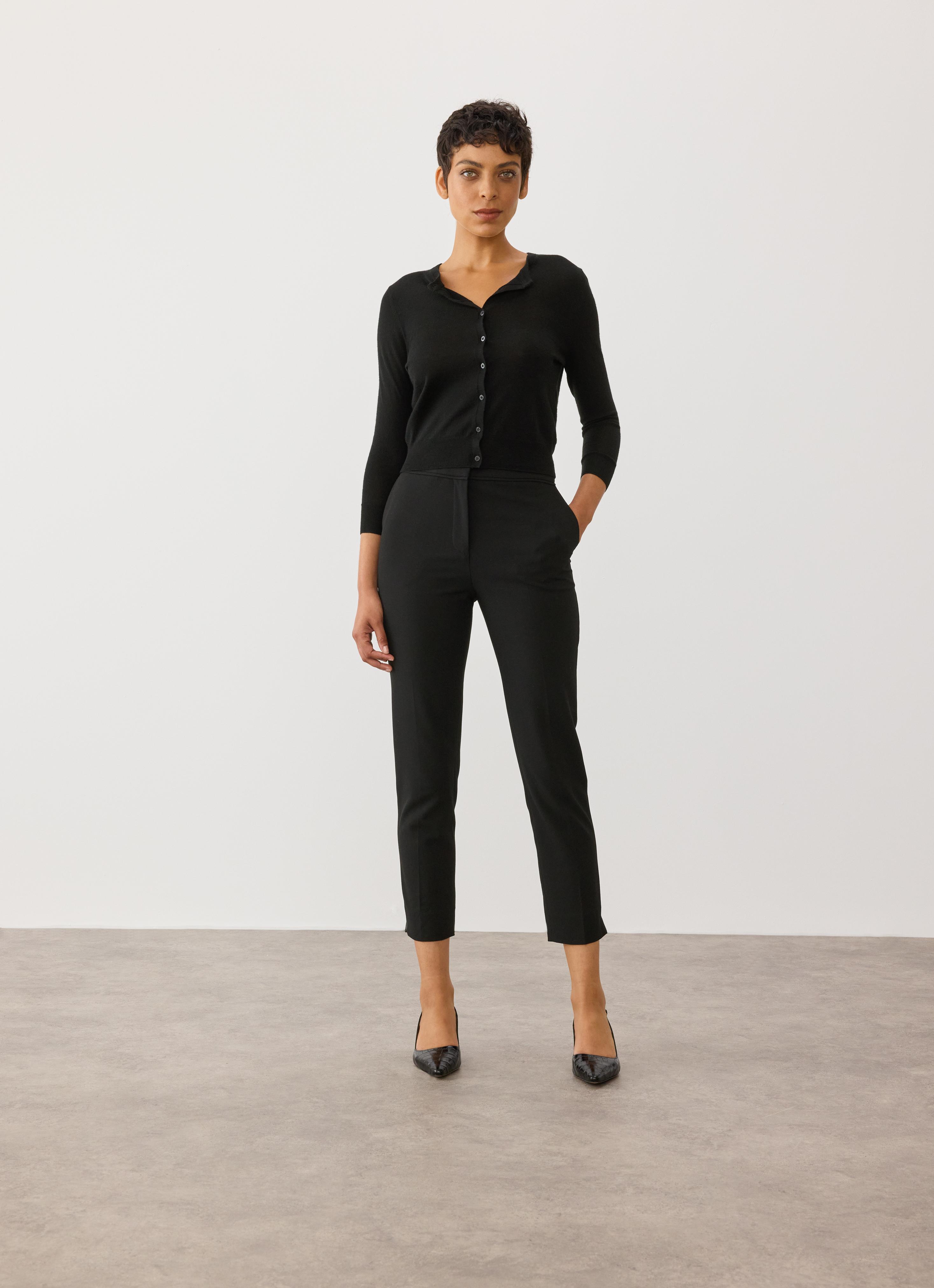 Bonnie Black Merino Wool Cardigan