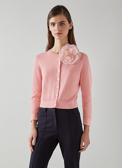 Michelle Pink Organic Cotton Cardigan Rose, Rose