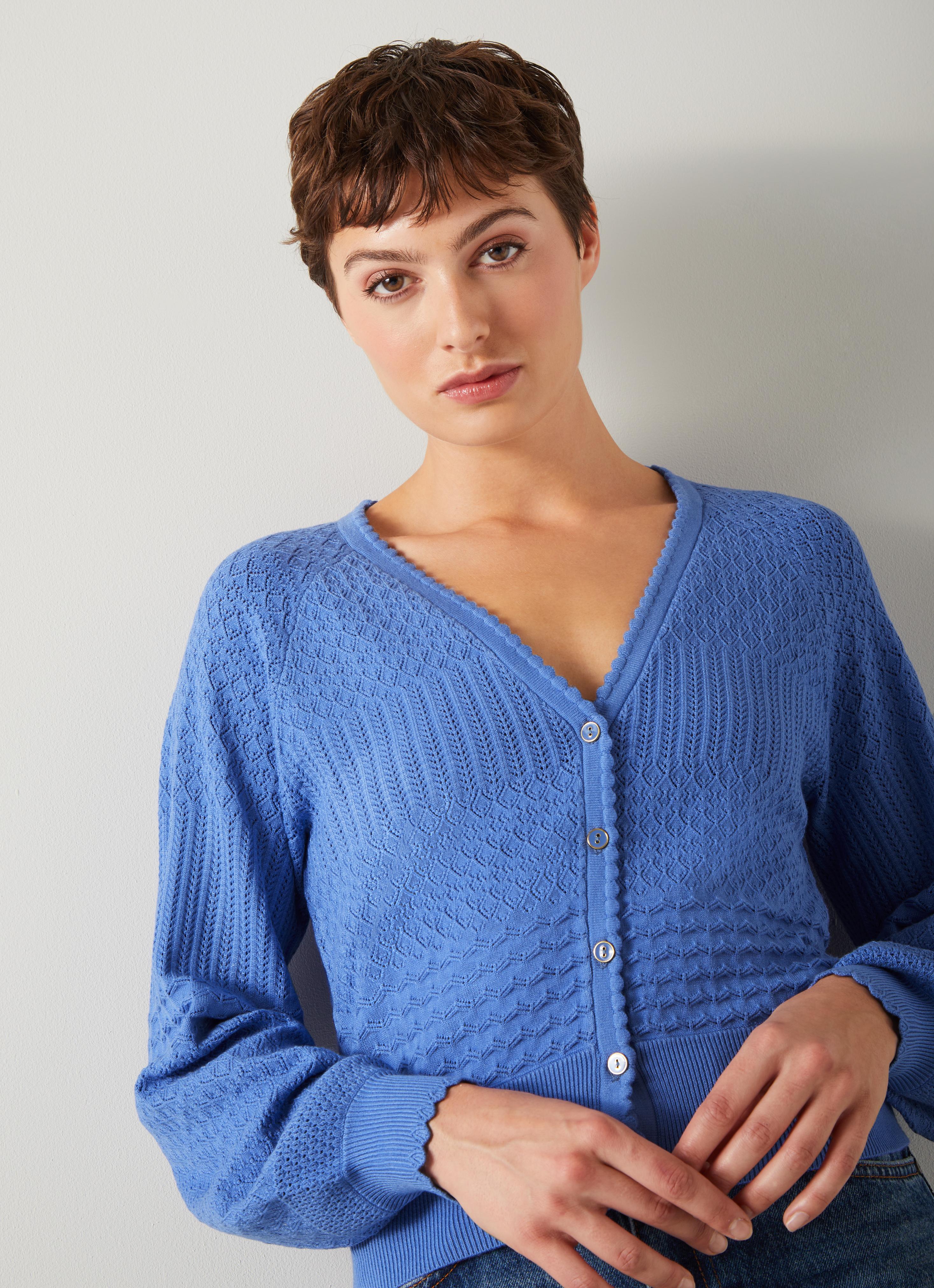 Penelope Blue Textured Knit Cardigan | The Archive Sale | L.K.
