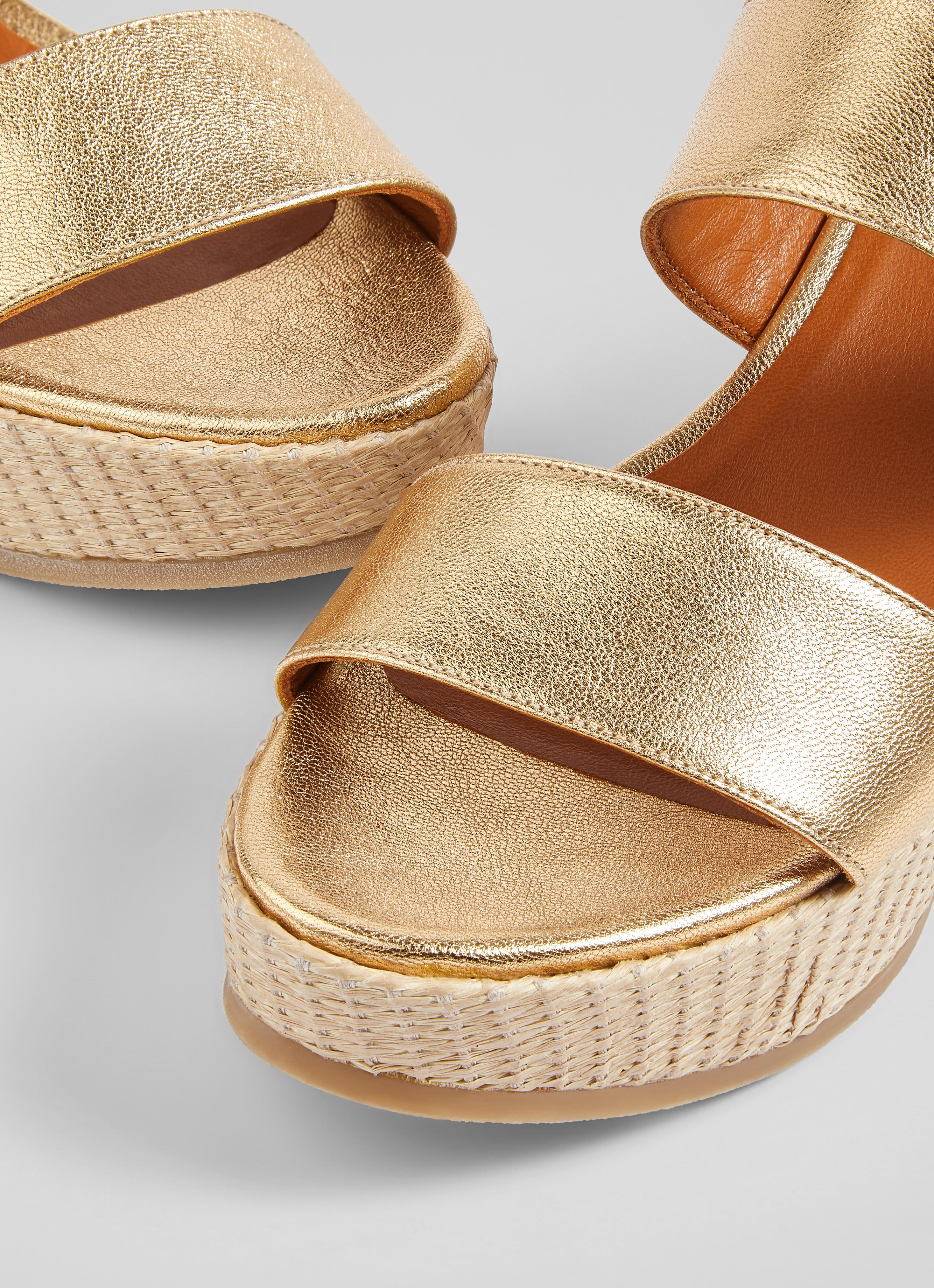 Wedge Sandals Gold Flat Sandals Uk Adriana Gold Leather Raffia