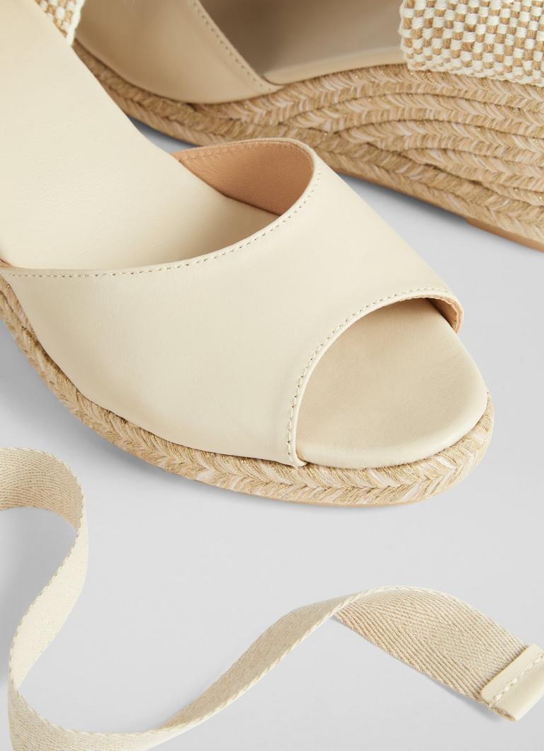 Marianne Cream Leather Open Toe Espadrille Wedges Wedges Shoes Collections L.K.Bennett London